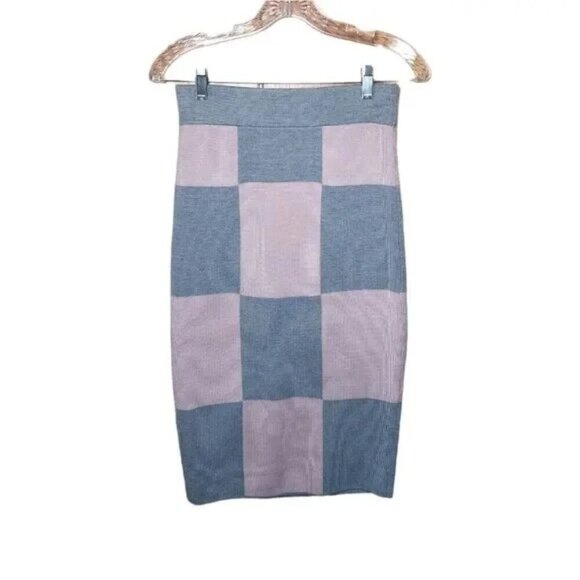Endless Rose Women's Small Grey & Pink Color Block Chic Pencil Midi Skirt small - Picture 3 of 6